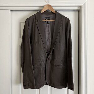 Vintage Theory x Barneys NY Leather Blazer Jacket Gunmetal Brown Men's Medium